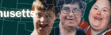 Images of people over map of the United States